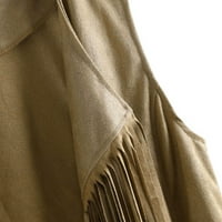 Fringe prsluk, obrub jakne žene bez rukava bez rukava kardigan vrhovi 70 -ih Vintage Hippie Fau Suede kaubojski