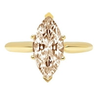 Dijamant izrezan Markiz 2,5 karata smeđe boje šampanjca s imitacijom dijamanta od žutog zlata od 14 karata ugraviran