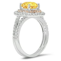 2. 14-karatni prirodni citrinski dijamant od bijelog ružičastog zlata s naglascima vjenčani set od 10,25 USD