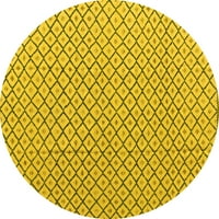 Moderni tepisi tvrtke A. M., koji se mogu prati u perilici, Okrugli, obični, žuti, promjera 5 inča