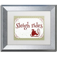 Zaštitni znak likovna umjetnost Sleigh Rides Banner Canvas Art by Jennifer Nilsson, White Matte, Silver Frame