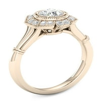 5 8CT TDW Diamond 14K žuti zlato cvijet halo zaručnički prsten