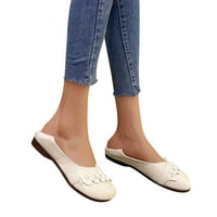Ženske modne jednobojne kožne čipkaste prozračne Ležerne ravne cipele u bež boji 37