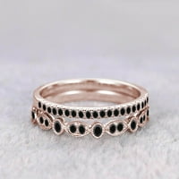 Set zaručničkog prstena od moissanita i crnog dijamanta od 0 karata, set zaručničkog prstena u stilu Art Deco