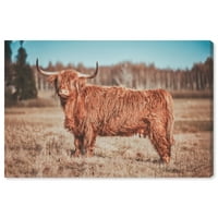 Moderna seoska krava životinja zidna umjetnička tiska smeđa 36x24