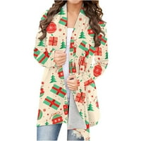 Ženski kardigan, modna ženska majica dugih rukava, jesenski Božićni kardigan s otvorenim prednjim dijelom, široka