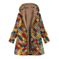 Lannger jakne za žene, žene duge kapute kapute tunika zima pamučne jakne pletene ležerne dukserice patentne kapuljače