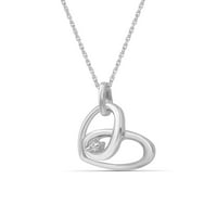 Jewelersclub naglasak bijeli dijamant sterling srebrni privjesak za srce