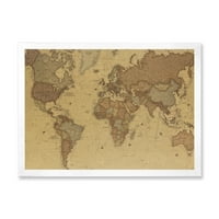 DesignArt 'Drevni svijet mapa III' Vintage uokvireni umjetnički tisak