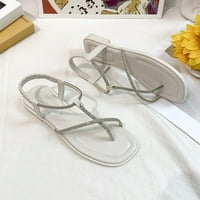 Sandale s platformom; ženske ravne sandale bez zatvaranja; Ležerne sandale s remenom od rhinestona; sandale s