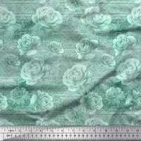 Tkanina od pamučnog vela s tekstom, lišćem i ružama od pamuka