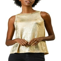 Jedinstveni prijedlozi Ženska sjajna majica bez rukava s metalnim sjajem, svjetlucavi prsluk od kamizola