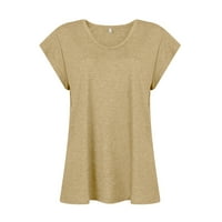 Ženske bluze kratkih rukava, Ležerne široke majice, osnovne košulje u obliku slova u, Majice bez rukava u žutoj