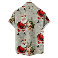 Božićni pokloni Košulja za muškarce Havajski opušteni gumb kratkih rukava Down Majice Smiješne Xmas Santas Reindeer