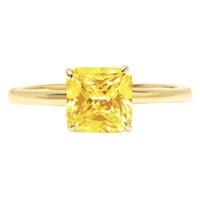 Zaručnički prsten od žutog zlata od 18 karata s imitacijom žutog dijamanta rezanog assshera od 1,0 karata, veličine