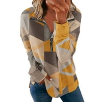 Ženska majica s kapuljačom s kapuljačom Zima-Jesen casual vrhovi dugih rukava modni print rever pola patentnog