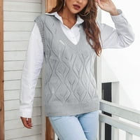 Majica s kapuljačom za žene Pleteni ošišani džemper dugih rukava preveliki pleteni pulover džemper prsluk košulje