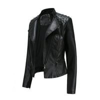 ; ženska motorna jakna s reverom, biciklistički kratki punk crop topovi s patentnim zatvaračem