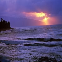 Surfanje u oceanu na Sunset, Oahu, Havaji, USA PLAST PRINT