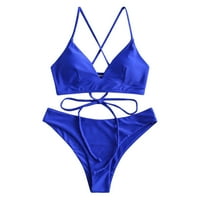 Kupaći kostimi za žene dva kupaća kostima s jednobojnim printom u plavoj boji u boji