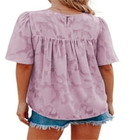 Ženske ljetne čipkaste majice s raširenim rukavima, Ležerne šifonske bluze s okruglim vratom, košulje s cvjetnim