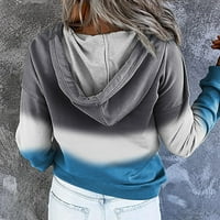 Yubnlvae kapuljače za žene s gradijentnim gradijentima žena i dukseva dugih rukava casual patent patent pulover