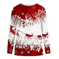 Ružni Božićni džemper za žene modna novost Božićni pulover s printom snjegovića Djeda Mraza dukserice s okruglim