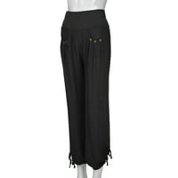 Hlače za žene modne Ležerne jednobojne pamučne hlače na kopčanje i široke široke hlače