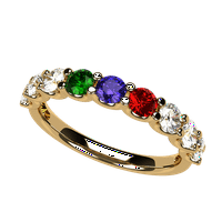 Nana U'r Obitelj Majčin prsten 1- multi-kamen za odrasle žensko rođendane, 10k žuto zlato, kamen veličine 7