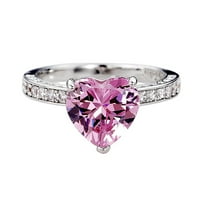 Nakit Fashion žensko ljubavno srce Zirconia Dijamantni prsten zaručnički prstenovi za žene legure ružičaste