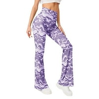 Ženske Ležerne hlače s mramornim grafičkim printom, rastezljive hlače visokog struka, ljetne Ležerne hlače u ljubičastoj
