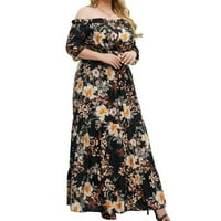 Ženska nova ljetna haljina s jednodijelnim dekolteom i prevelikim boemskim printom