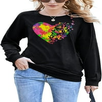 Majica s kapuljačom za žene, pulover s okruglim vratom i dugim rukavima, grafički vrhovi širokog kroja, košulje