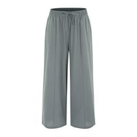 Lanene hlače ženske ljetne Mini casual teretne hlače s Više džepova elastični pojas korzet užad hlače Zelena;