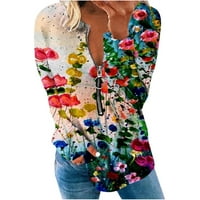 Ženska modna tiskana labava majica dugih rukava okrugli vrat ležerni vrhovi plus majice majice za jesen