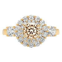 1,6-karatni smeđi prirodni 18-karatni okrugli zlatni morganit ugraviran za godišnjicu vjenčanja, zaručnički prsten