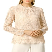 Jedinstveni prijedlozi Ženski čipkasti gornji dio s dugim rukavima S volanima, bluza s cvjetnim printom