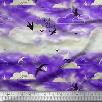 Tkanina Od rajonskog krepa iz oblaka i leteće brze ptice iz oblaka