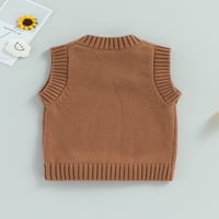 Malici za bebe djevojčice Dječaci džemper prsluk, bez rukava s V-izrezom Čvrsti pleteni prsluk jeseni zima topla