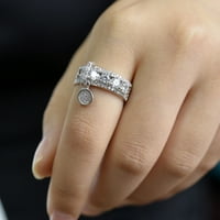 Luksuzni šuplji kubični cirkonij Okrugli šarm ženski prsten za prst svadbeni nakit za medeni mjesec Bakar kubični