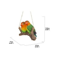 Pokloni od 6,5 papige zaljubljene ptice na grani, viseći vrtni kip na otvorenom