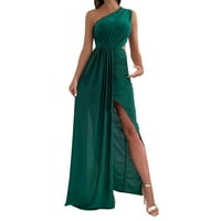 Modna ženska ljetna jednobojna duga haljina Bez rukava Bez ramena 98-4881696