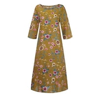 Ženske ljetne haljine s rukavima Ladies Maxi Dress Žene casual cvjetni print dugi rukavi O-Neck Big rum plus retro