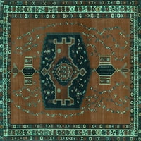 Ahgly Company stroj za pranje u zatvorenom pravokutnom pravokutniku Perzijski tirkizni plavi tradicionalni prostirke,