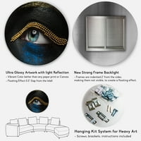 DesignArt 'Žene oči s crnom kožom sa zlatnim lancem' Modern Circle Metal Wall Art - Disk od 11