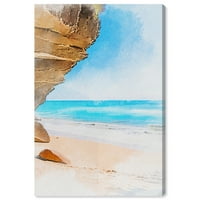 Wynwood Studio Canvas Cliffside Beach Nautical and Coastal Coastal Pejzaži zidne umjetničko platno print plavo
