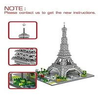 Dovob arhitektura Eiffel Tower Micro Blocks Set, Mini Brick 3D slagalice, poklon za odrasle i djecu