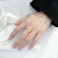prsten za otvaranje podesivi geometrijski prsten s dvostrukom šipkom za žene i muškarce nakit-zlato
