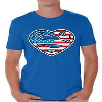 Vrhovi s grafičkim prikazom zastave SAD-a u obliku srca iz Men 's, Men' s T-Shirt 4. srpnja