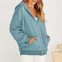Zimski kaputi za žene, Rasprodaja, ženska modna ležerna jakna s patentnim zatvaračem s kapuljačom s dugim rukavima